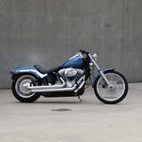 Black Finish Drag bar motorcycle Handlebars 1 1/4" 1.25 inch Diameter side View of softail standard FXST for Harley Davidson barcraft stainless fatboy softail breakout