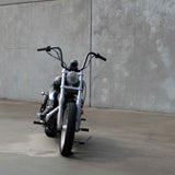 1" Black 12" Ape Hanger Handlebars on Harley Davidson Dyna Super Glide Front View