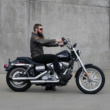 Mirror Finish 10" Pullback Handlebars 1" Diameter on Motorcycle with Rider Side View
