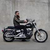Mirror Finish Six Bend Handlebars on Motorcycle with Rider Side View