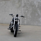 Mirror Finish Moto Bar Handlebars on Motorcycle Front View