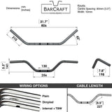 western bars 1" black dimensions stainless motorcycle handlebars harley davidson