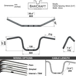 Mirror Finish 10" Ape Hanger Handlebars 1" Diameter Front View mini Harley Davidson barcraft stainless softail dyna sportster dimensions specs
