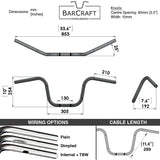 Mirror Finish 10" Ape Hanger Handlebars 1" Diameter Front View mini Harley Davidson barcraft stainless softail dyna sportster dimensions specs