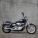 Mirror Finish 14"Ape Hanger Handlebars 1" Diameter on FXD super glide motorcycle side on view for Harley Davidson barcraft stainless softail dyna sportster 