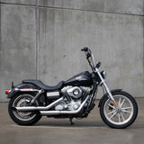 Mirror Finish 14"Ape Hanger Handlebars 1" Diameter on FXD super glide motorcycle side on view for Harley Davidson barcraft stainless softail dyna sportster 