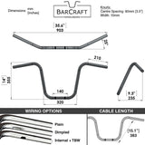 Mirror Finish 14"Ape Hanger Handlebars 1" Diameter Dimensionss specs specifications for Harley Davidson barcraft stainless softail dyna sportster FXD  super glide