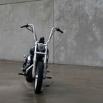 Mirror Finish 16" Ape Hanger Handlebars 1" on FXD superglide   Harley Davidson front view barcraft stainless softail dyna sportster