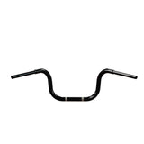 Black motorcycle handlebars 10 inch ape hanger handlebars wide mount style. Rear view. Fits harley davidson springer indian chief chieftain vintage suzuki m109r c109 roadliner thunderbird