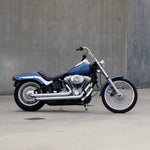 Mirror Finish 12" Ape Hanger Handlebars 1.25" 1 1/4 inch Diameter Front View of softail standard FXST motorcycle for Harley Davidson barcraft stainless fatboy softail breakout