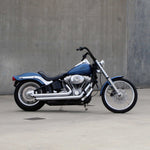 Black Finish 12" ape hanger Handlebars 1 1/4" 1.25 inch Diameter side View on softail standard FXST for Harley Davidson barcraft stainless fatboy softail breakout