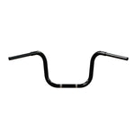 Black 12'' Ape hanger handlebars 1.25 inch diameter wide mount. Rear view. fits harley davidson springer indian chief chieftain vintage suzuki m109r c109 roadliner thunderbird