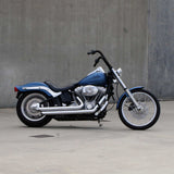 Black Finish 14" ape hanger Handlebars 1 1/4" 1.25 inch Diameter side View on softail standard FXST for Harley Davidson barcraft stainless fatboy softail breakout