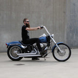Mirror Finish 16" Ape Hanger Handlebars 1.25" 1 1/4 inch Diameter bars on softail standard FXST side view motorcycle with rider barcraft stainless fatboy chubby bar fat bar for harley davidson softail breakout