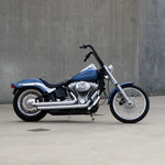 Black Finish 16" ape hanger Handlebars 1 1/4" 1.25 inch Diameter side View on softail standard FXST for Harley Davidson barcraft stainless fatboy softail breakout