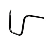 Black motorcycle handlebars 16'' Ape Hanger wide mount bars 1.25 inch diameter. side view. fits harley davidson springer indian chief chieftain vintage suzuki m109r c109 roadliner thunderbird