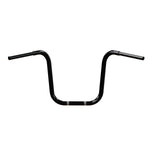 Black motorcycle handlebars 16'' Ape Hanger wide mount bars 1.25 inch diameter. rear view. fits harley davidson springer indian chief chieftain vintage suzuki m109r c109 roadliner thunderbird