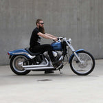 Mirror Finish beach bar Handlebars 1.25" 1 1/4 inch Diameter side view of softail standard FXST  with rider handlebars barcraft stainless fatboy chubby bar fat bar for harley davidson softail breakout
