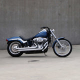 Black Finish beach motorcycle Handlebars 1 1/4" 1.25 inch Diameter side View on softail standard FXST Harley Davidson barcraft stainless fatboy softail breakout
