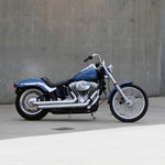 Mirror Finish buckhorn Handlebars 1.25" 1 1/4 inch Diameter side view of handlebars of softail standard FXST barcraft stainless fatboy chubby bar fat bar for harley davidson softail breakout