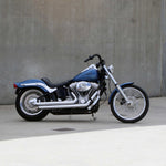 Black Finish buckhorn motorcycle Handlebars 1 1/4" 1.25 inch Diameter side View on softail standard FXST for Harley Davidson barcraft stainless fatboy softail breakout