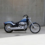 Black Finish buckhorn motorcycle Handlebars 1 1/4" 1.25 inch Diameter side View on softail standard FXST for Harley Davidson barcraft stainless fatboy softail breakout