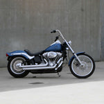 Old School Ape Hanger handlebars 1 1/4" 1.25 inch Diameter side View on softail standard FXST for Harley Davidson barcraft stainless fatboy softail breakout