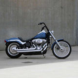 Black Finish Old school ape hanger motorcycle Handlebars 1 1/4" 1.25 inch Diameter side View of softail standard FXST for Harley Davidson barcraft stainless fatboy softail breakout