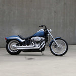 Black Finish western motorcycle Handlebars 1 1/4" 1.25 inch Diameter side View on softail standard FXST for Harley Davidson barcraft stainless fatboy softail breakout