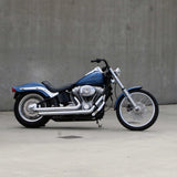 Black Finish western motorcycle Handlebars 1 1/4" 1.25 inch Diameter side View on softail standard FXST for Harley Davidson barcraft stainless fatboy softail breakout