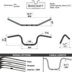 Barcraft 8" Ape Hanger Handlebars 1" Diameter stainless harley davidson cruiser motorcycle mini dimensions specs