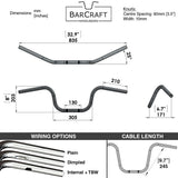 Barcraft 8" Ape Hanger Handlebars 1" Diameter stainless harley davidson cruiser motorcycle mini dimensions specs