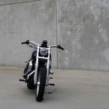 Mirror Finish Beach Bar Bikini Cruiser Handlebars 1" Diameter Front View on FXD super glide motorcycle for Harley Davidson barcraft stainless softail dyna sportster