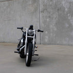 Mirror Finish Drag Bar Handlebars 1" Diameter Front View of FXD super glide motorcycle for  Harley Davidson barcraft stainless softail dyna sportster