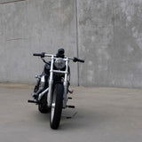 Mirror Finish Drag Bar Handlebars 1" Diameter Front View of FXD super glide motorcycle for  Harley Davidson barcraft stainless softail dyna sportster