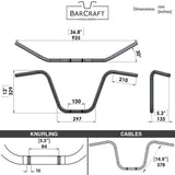 Technical drawing of BarCraft handlebars with dimensions and specifications for Old School Ape Hanger Handlebars 7/8" Diameter 250 500 triumph suzuki honda xg xg500 street harley davidson