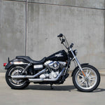Mirror Finish Old School Ape Hanger Handlebars 1" Diameter on FXD super glide motorcycle side view for Harley Davidson barcraft stainless softail dyna sportster 