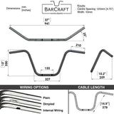 Technical drawing of BarCraft handlebars with dimensions and specifications for Mirror Finish Old School Ape Hanger Handlebars 1"  Wide Mount