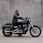 Mirror Finish Western Bar Handlebars 1" Diameter side View of FXD super glide motorcycle stainless steel  for Harley Davidson barcraft stainless softail dyna sportster