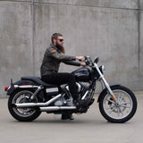 Mirror Finish Western Bar Handlebars 1" Diameter side View of FXD super glide motorcycle stainless steel  for Harley Davidson barcraft stainless softail dyna sportster