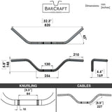 Technical drawing of BarCraft handlebars with dimensions and specifications for Black Western Handlebars 7/8" Diameter 250 500 triumph suzuki honda xg xg500 street harley davidson