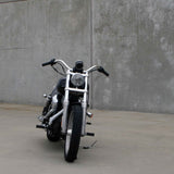 Mirror Finish Western Bar Handlebars 1" Diameter Front View of FXD super glide stainless steel  for Harley Davidson barcraft stainless softail dyna sportster
