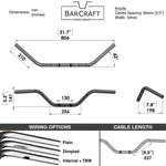 Mirror Finish Western Bar Handlebars 1" Diameter  technical drawing specifications specs dimensions stainless steel  for Harley Davidson barcraft stainless softail dyna sportster