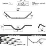 Mirror Finish Western Bar Handlebars 1" Diameter  technical drawing specifications specs dimensions stainless steel  for Harley Davidson barcraft stainless softail dyna sportster