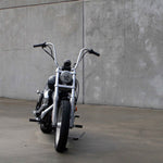 Mirror Finish 14" Ape Hanger Handlebars on Motorcycle Front View