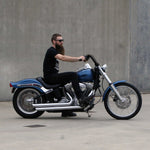 1-1/4" Fat Chubby Black 10" Mini Ape Hanger Handlebars on Harley Davidson Softail Rider comfort posture reach