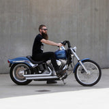 1-1/4" Fat Chubby Black Buckhorn Bar Handlebars on Harley Davidson Softail Rider comfort ergonomics
