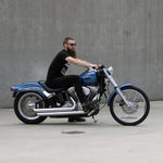 1-1/4" Fat Chubby Black Drag Bar Handlebars on Harley Davidson Softail Rider Position Ergonomics reach