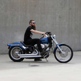 1-1/4" Fat Chubby Black Western Bars Handlebars on Harley Davidson Softail Rider position comfortable reach
