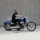 1-1/4" Western Bars Fat Chubby Handlebars on Harley Davidson Softail Standard Chrome BarCraft Rider Posture Comfort